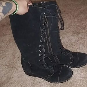 Tall Black Lace Up Boots